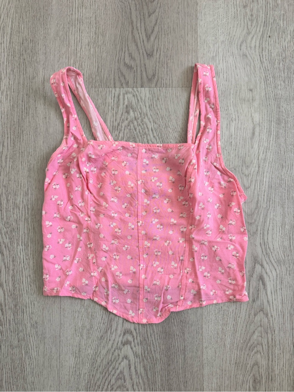 Hollister Pink Floral Button-Accent Top